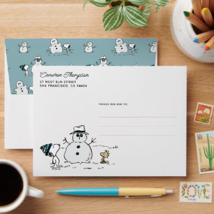 Peanuts Snoopy & Woodstock Build A Snowman Envelope