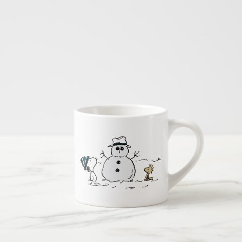 Peanuts  Snoopy  Woodstock Build A Snowman Espresso Cup