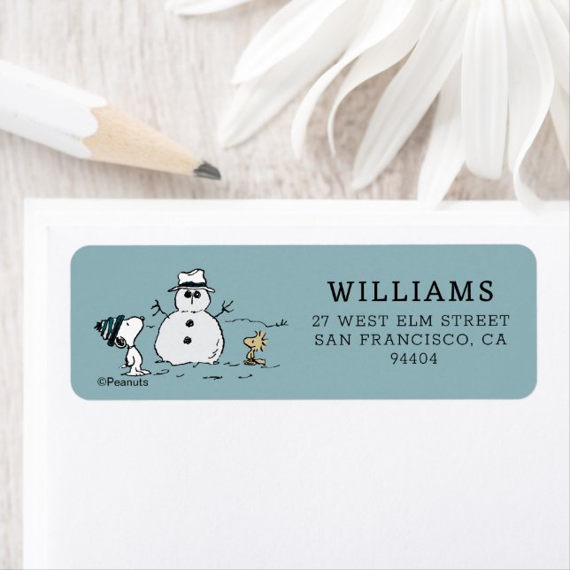 Peanuts | Snoopy & Woodstock Build A Snowman Label (Insitu)