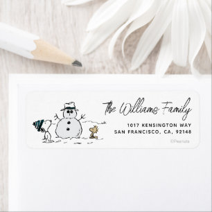 Peanuts   Snoopy & Woodstock Build A Snowman Label