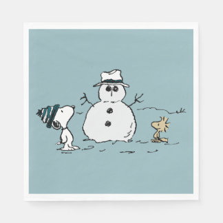 Peanuts | Snoopy & Woodstock Build A Snowman Napkins