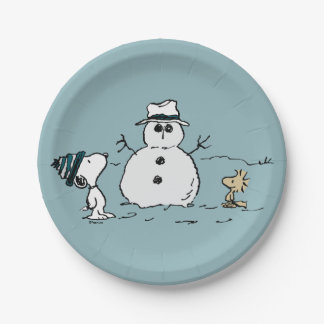 Peanuts | Snoopy & Woodstock Build A Snowman Paper Plates