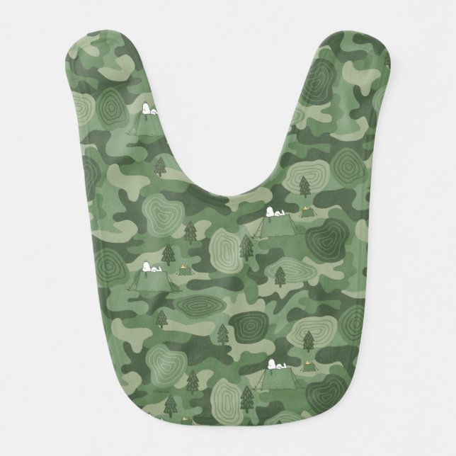 Peanuts | Snoopy & Woodstock Camouflage Camp Baby Bib (Front)