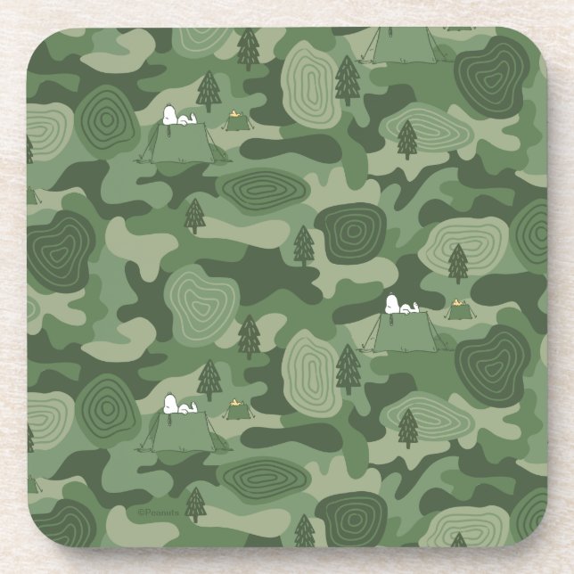 Peanuts | Snoopy & Woodstock Camouflage Camp Beverage Coaster (Front)