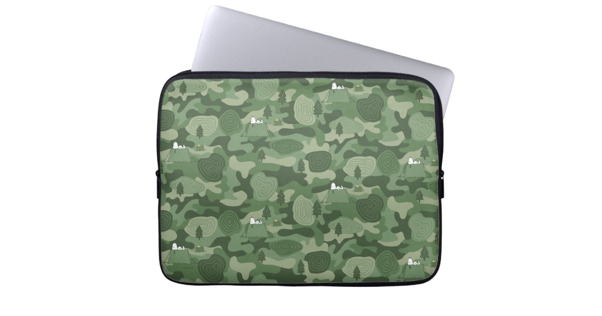 Peanuts | Snoopy & Woodstock Camouflage Camp Laptop Sleeve | Zazzle