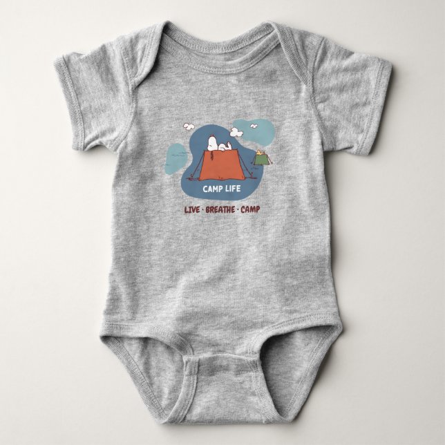 Peanuts | Snoopy & Woodstock Camp Life Baby Bodysuit (Front)