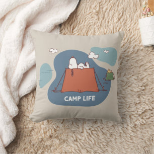Peanuts   Snoopy & Woodstock Camp Life Throw Pillow