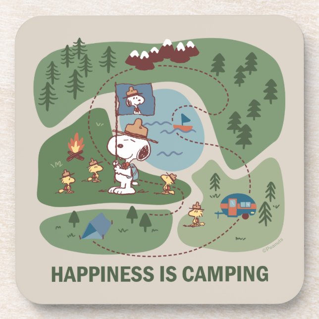 Peanuts | Snoopy & Woodstock Camp Map Beverage Coaster (Front)