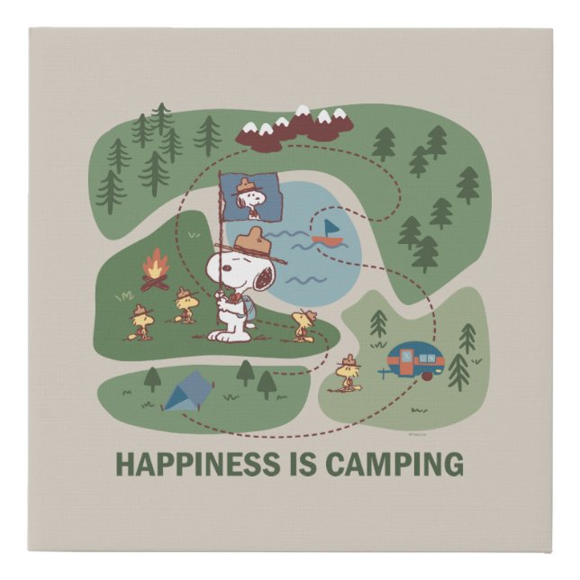 Peanuts | Snoopy & Woodstock Camp Map Faux Canvas Print (Front)