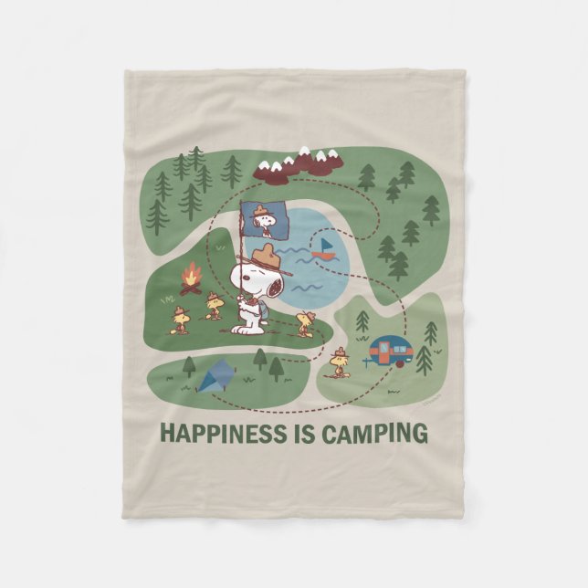 Peanuts | Snoopy & Woodstock Camp Map Fleece Blanket (Front)