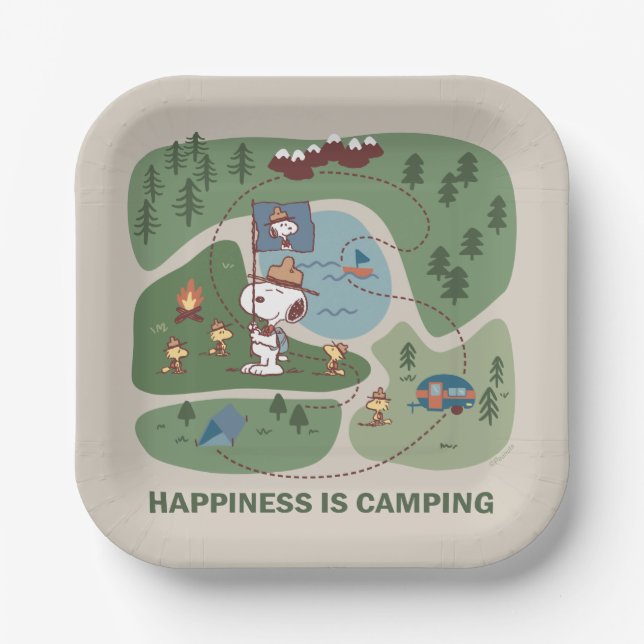 Peanuts | Snoopy & Woodstock Camp Map Paper Plates (Front)