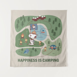 Peanuts   Snoopy & Woodstock Camp Map Tapestry