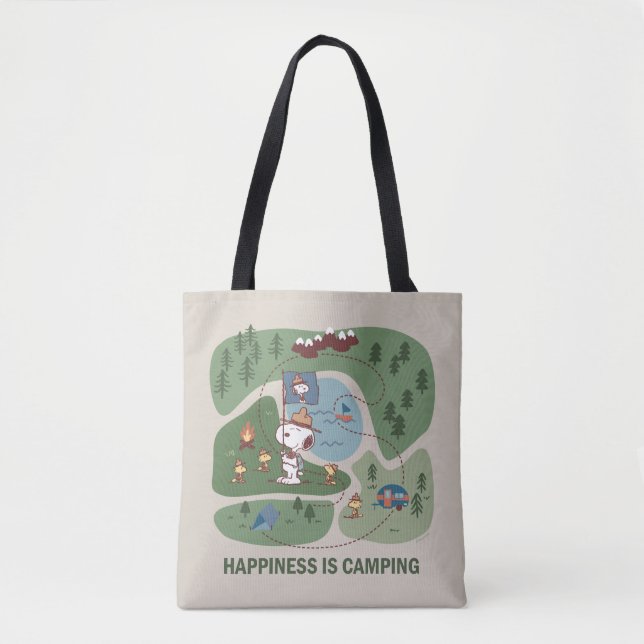 Peanuts | Snoopy & Woodstock Camp Map Tote Bag (Front)