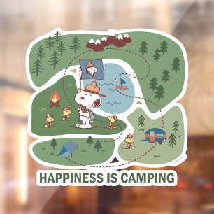 Peanuts Snoopy & Woodstock Camp Map Window Cling