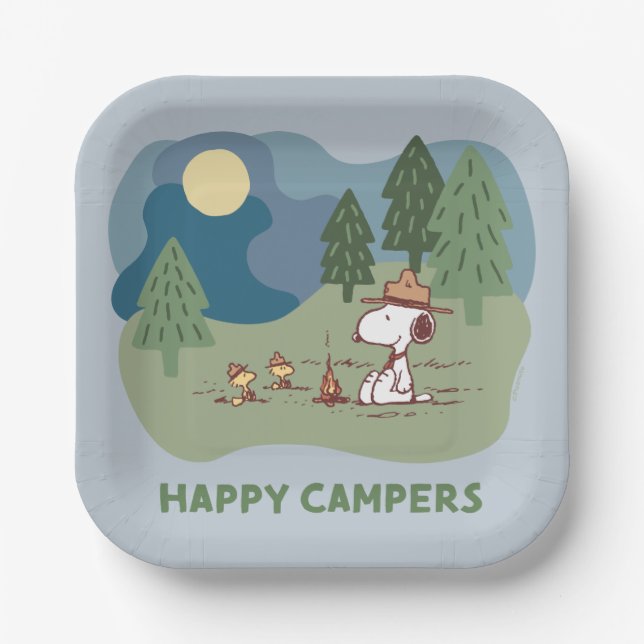 Peanuts | Snoopy & Woodstock Camp Site Paper Plates (Front)
