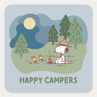 Peanuts | Snoopy & Woodstock Camp Site Square Sticker