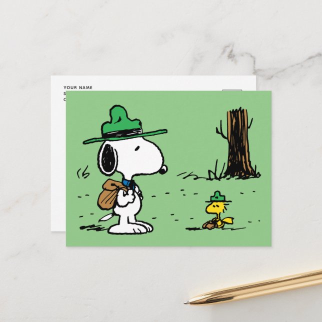 Peanuts | Snoopy & Woodstock Camping Postcard | Zazzle