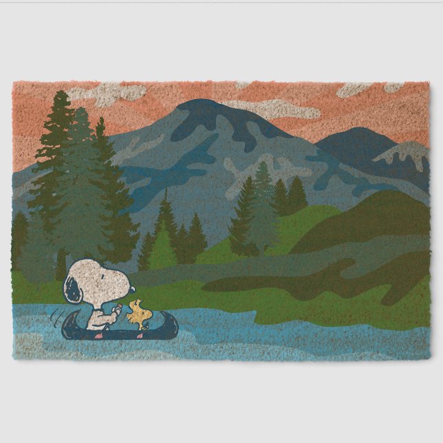 Peanuts Snoopy & Woodstock Canoe Fiber Doormat (Front)