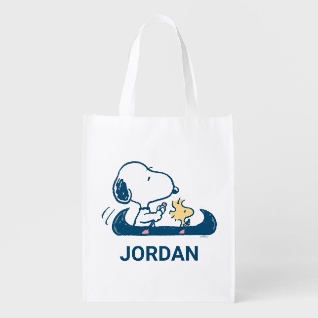 Peanuts | Snoopy & Woodstock Canoe Grocery Bag (Front)