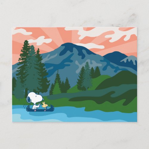 Peanuts  Snoopy  Woodstock Canoe Postcard