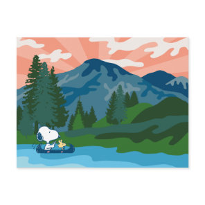 Peanuts | Snoopy & Woodstock Canoe Postcard