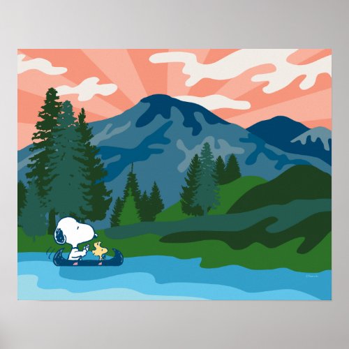 Peanuts  Snoopy  Woodstock Canoe Poster