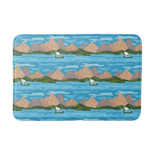 Peanuts Snoopy & Woodstock Canoe Ride Pattern Bath Mat