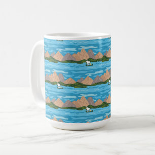 Peanuts Snoopy & Woodstock Canoe Ride Pattern Coffee Mug
