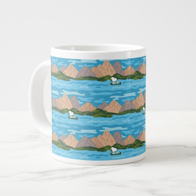 Peanuts | Snoopy & Woodstock Canoe Ride Pattern Giant Coffee Mug (Front Left)