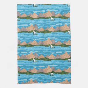 Peanuts Snoopy & Woodstock Canoe Ride Pattern Kitchen Towel