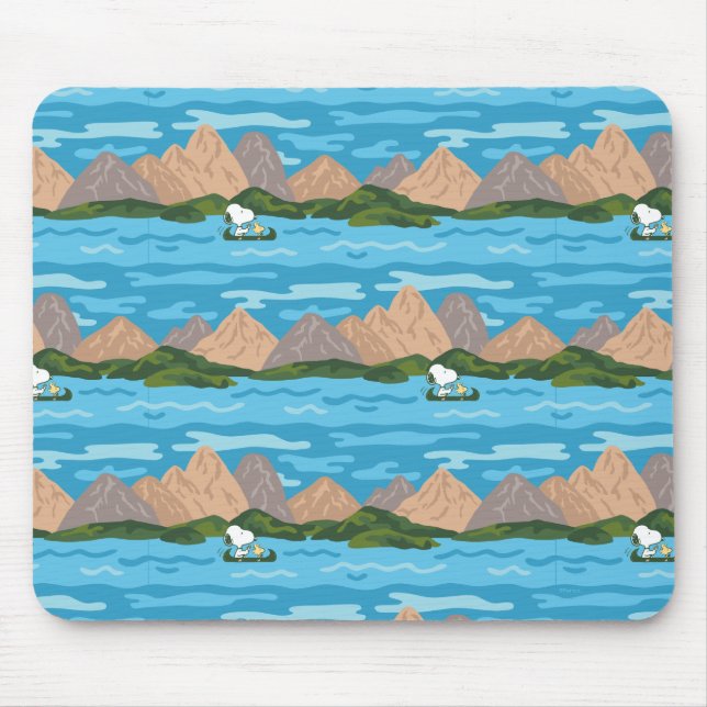 Peanuts | Snoopy & Woodstock Canoe Ride Pattern Mouse Pad (Front)