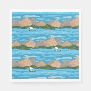 Peanuts Snoopy & Woodstock Canoe Ride Pattern Napkins