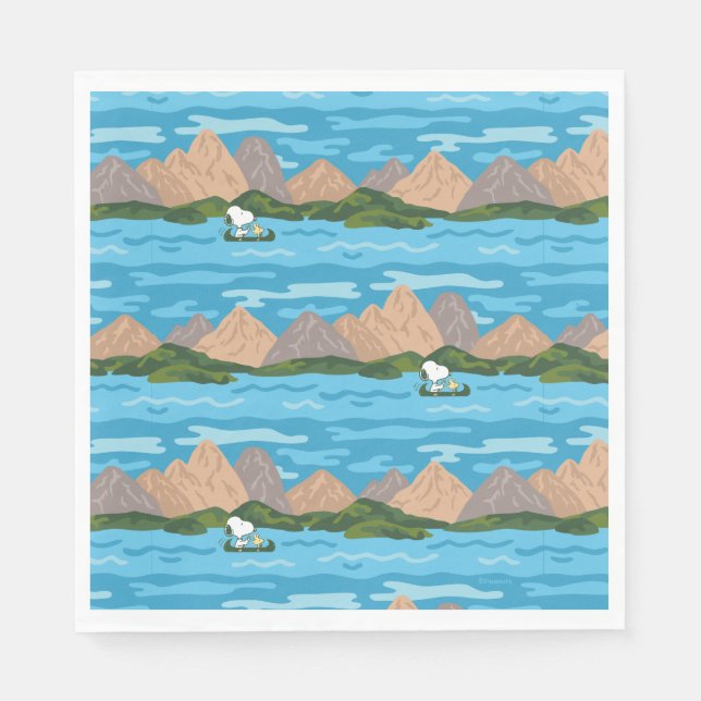 Peanuts | Snoopy & Woodstock Canoe Ride Pattern Napkins (Front)