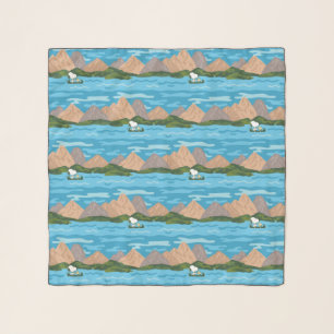 Peanuts Snoopy & Woodstock Canoe Ride Pattern Scarf