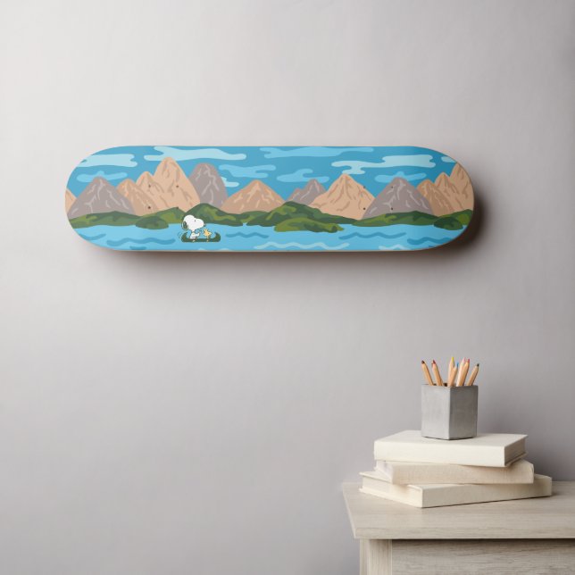 Peanuts | Snoopy & Woodstock Canoe Ride Pattern Skateboard (Wall Art (Horz))