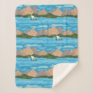 Peanuts Snoopy & Woodstock Canoe Ride Sherpa Blanket