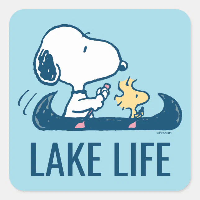 Peanuts Snoopy Woodstock Canoe Square Sticker Zazzle
