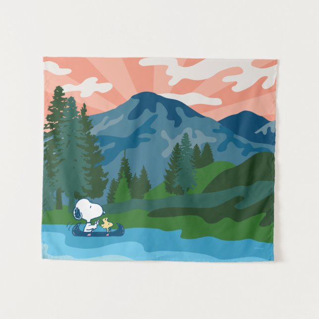 Peanuts | Snoopy & Woodstock Canoe Tapestry (Front (Horizontal))