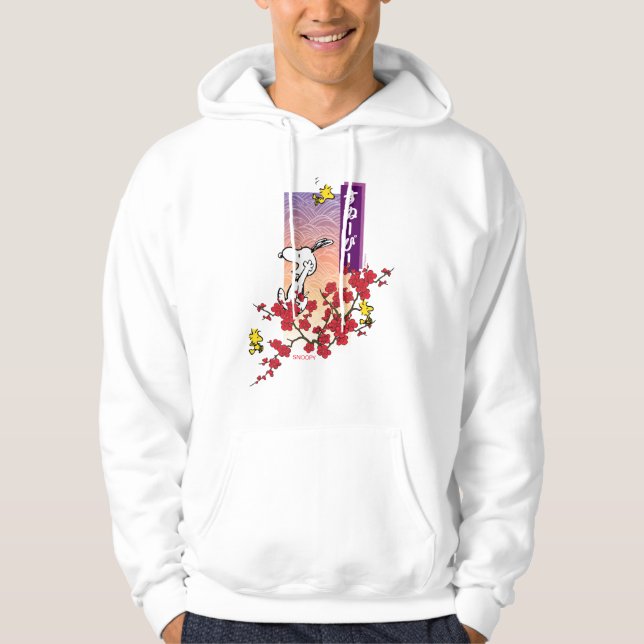 Peanuts | Snoopy & Woodstock Cherry Blossom Branch Hoodie (Front)