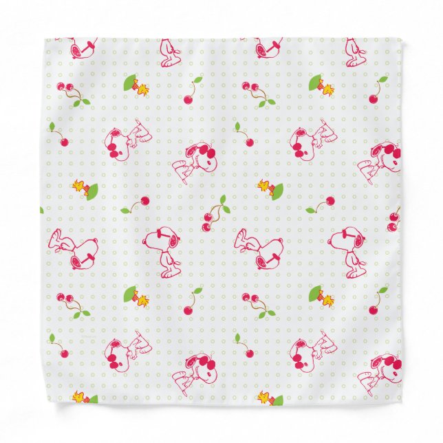 Peanuts | Snoopy & Woodstock Cherry Pattern Bandana (Front)