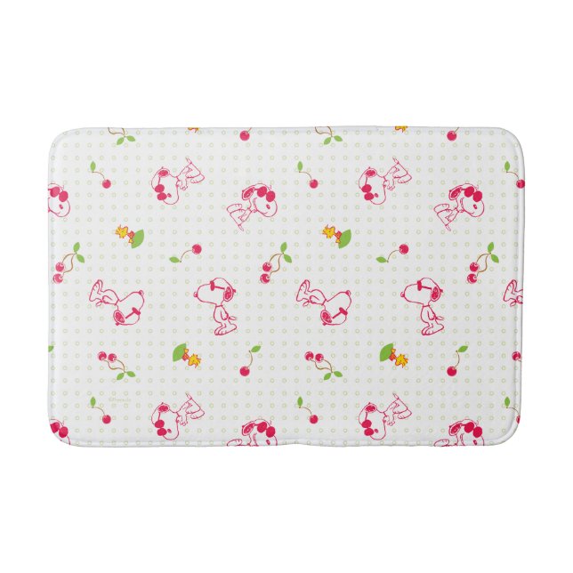 Peanuts | Snoopy & Woodstock Cherry Pattern Bath Mat (Front)