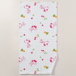 Peanuts Snoopy & Woodstock Cherry Pattern Beach Towel