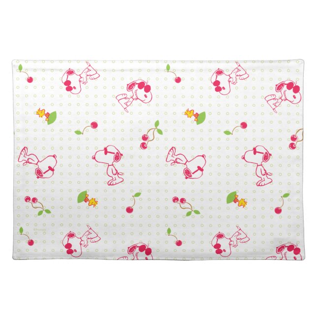 Peanuts | Snoopy & Woodstock Cherry Pattern Cloth Placemat (Front)