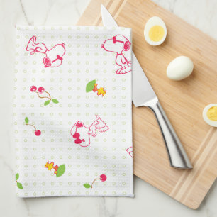 Peanuts Snoopy & Woodstock Cherry Pattern Kitchen Towel