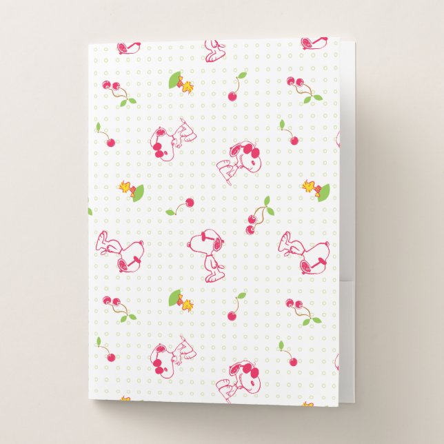 Peanuts | Snoopy & Woodstock Cherry Pattern Pocket Folder (Front)