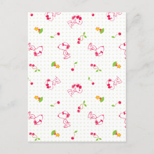Peanuts Snoopy & Woodstock Cherry Pattern Postcard
