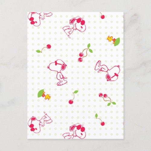 Peanuts  Snoopy  Woodstock Cherry Pattern Postcard