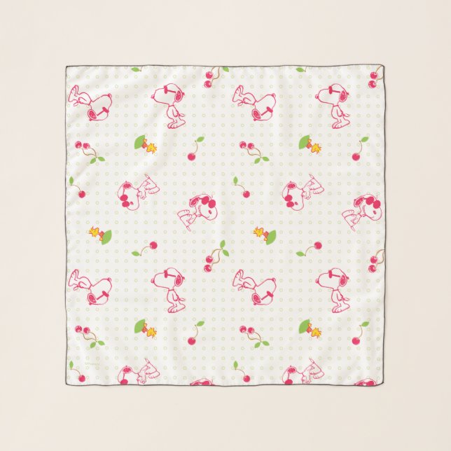 Peanuts | Snoopy & Woodstock Cherry Pattern Scarf (Front)