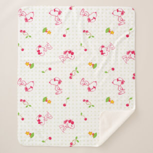 Peanuts Snoopy & Woodstock Cherry Pattern Sherpa Blanket