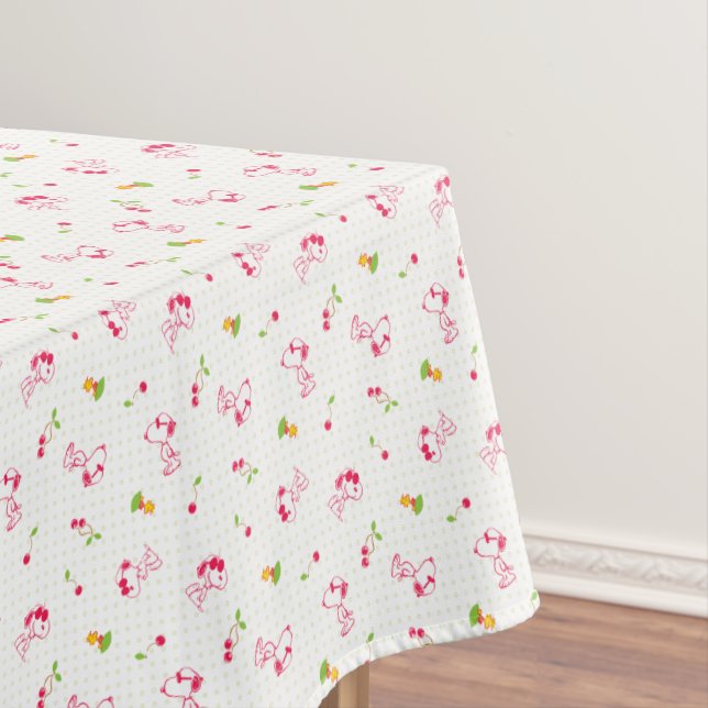 Peanuts | Snoopy & Woodstock Cherry Pattern Tablecloth (In Situ)